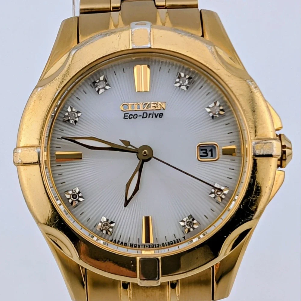 Citizen Silhouette Sport Eco-Drive Diamond Gold-Tone Watch E013-S090300 7.25